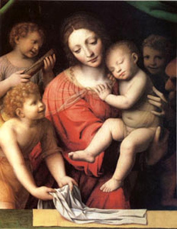 Bernadino Luini The Virgin Carrying the Sleeping Child with Three Angels (mk05)